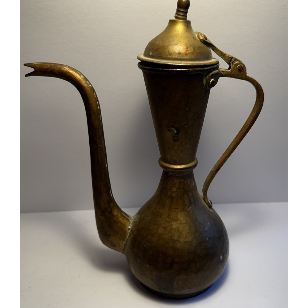 Vintage Turkish Middle East Copper Hand Made Coffee Teapot Pitcher Decoration